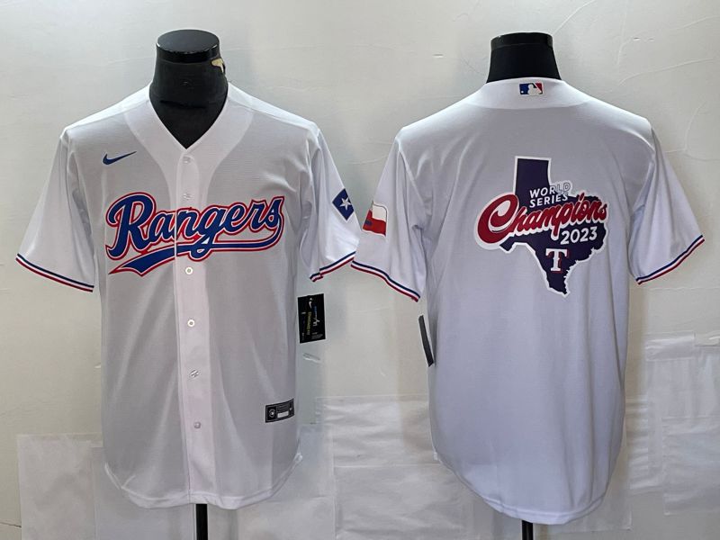 Men Texas Rangers Blank White Game Nike 2023 MLB Jersey style 2